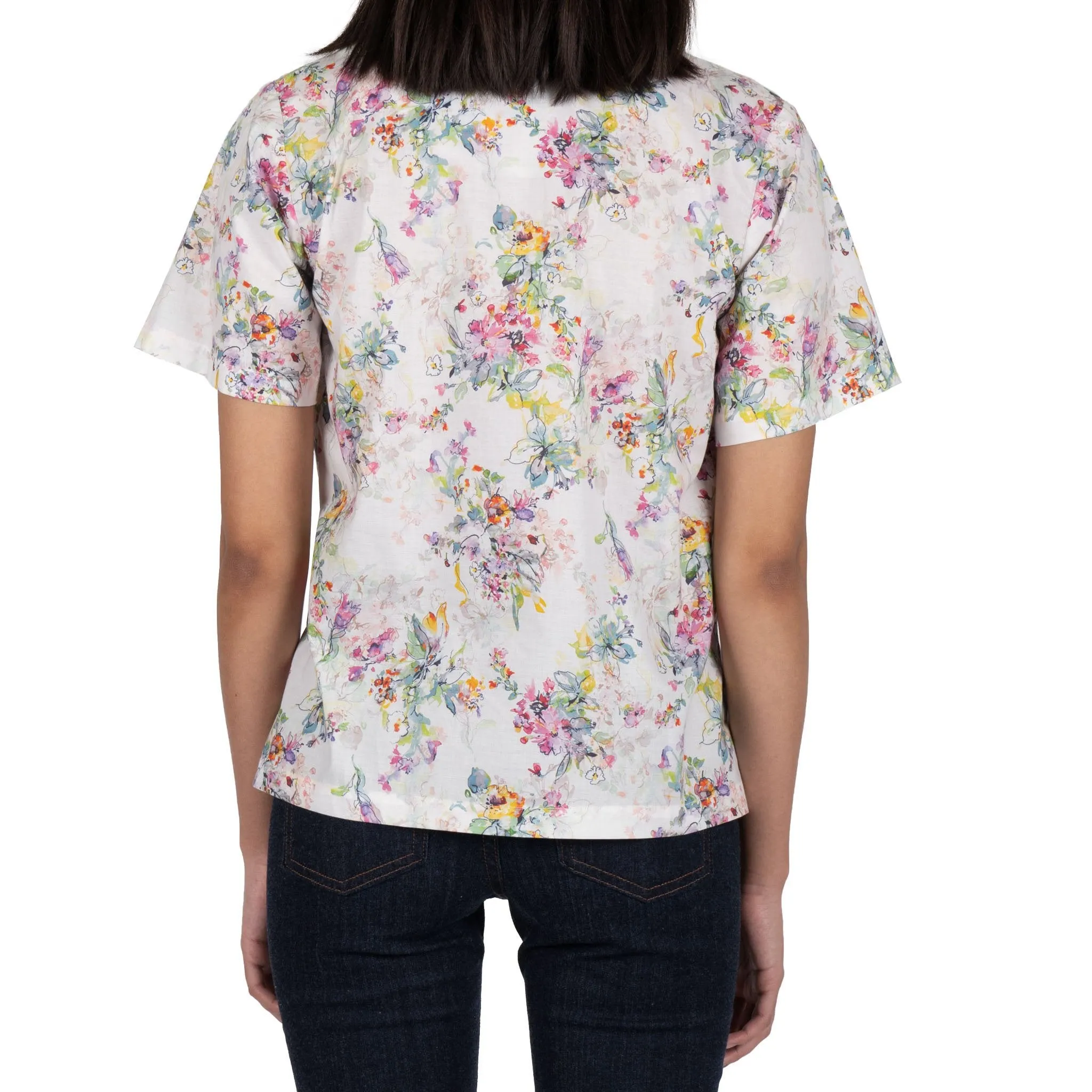 Camp Collar Shirt - Flower Painting - White