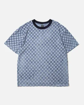 Check Burnout T-shirt - Light Blue