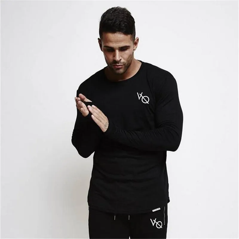 collar men's casual T-shirt print VQ brand clothes men's long sleeve