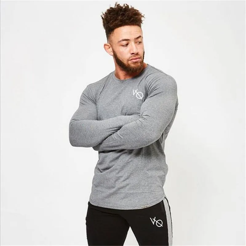 collar men's casual T-shirt print VQ brand clothes men's long sleeve