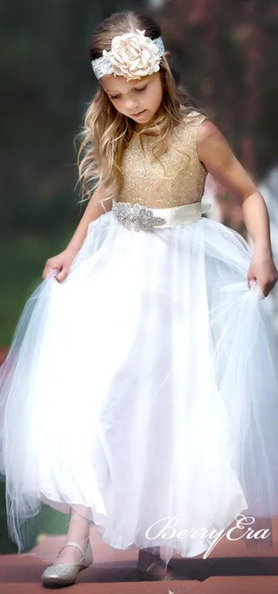 Cute Sequin Top Tulle Skirt Flower Girl Dresses