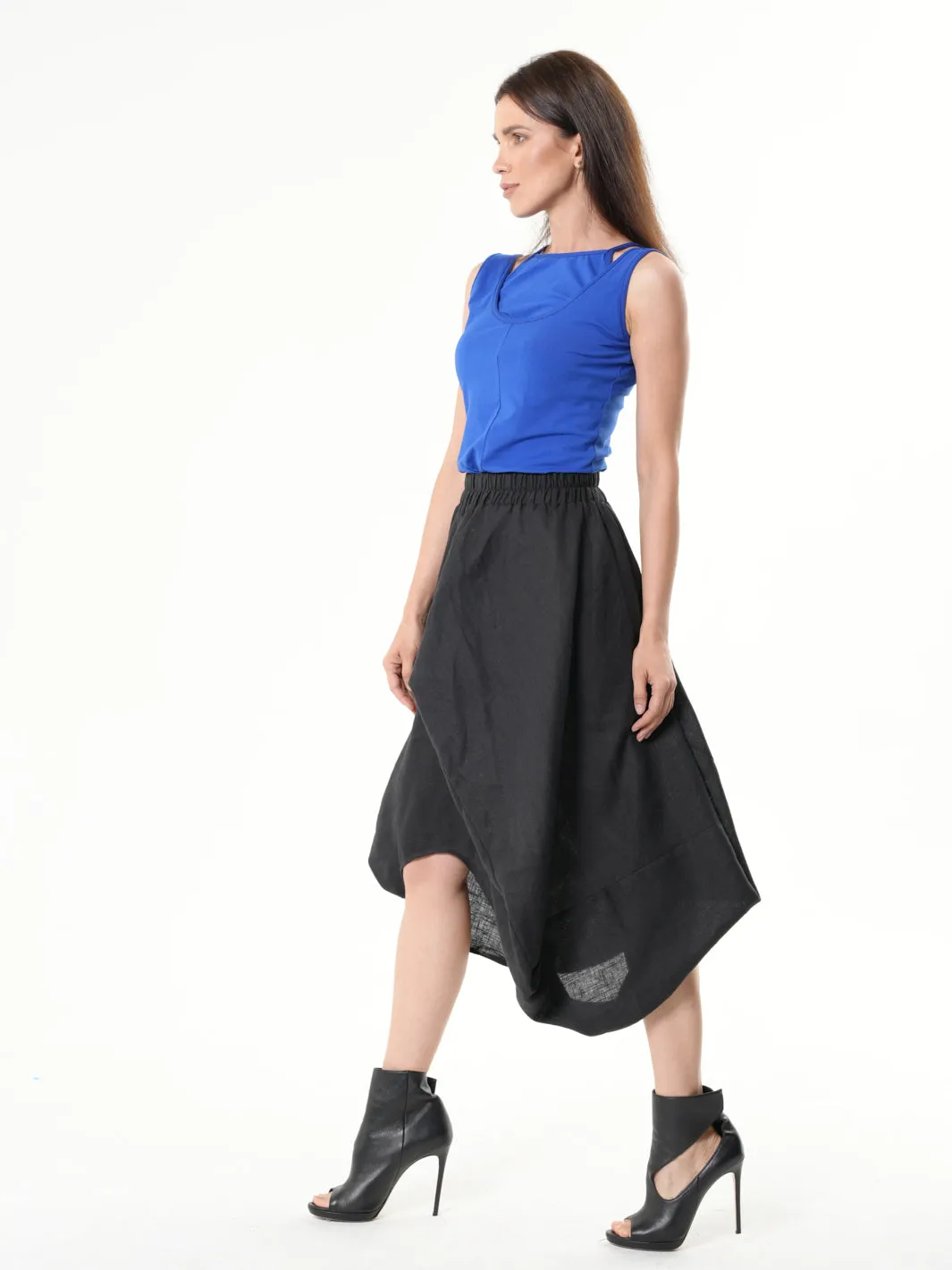 Elastic Waist Linen Skirt