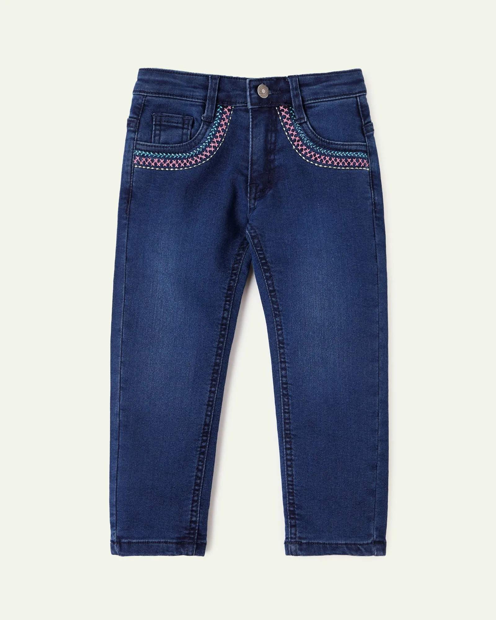 Embroidered Pocket Slim Fit Jeans