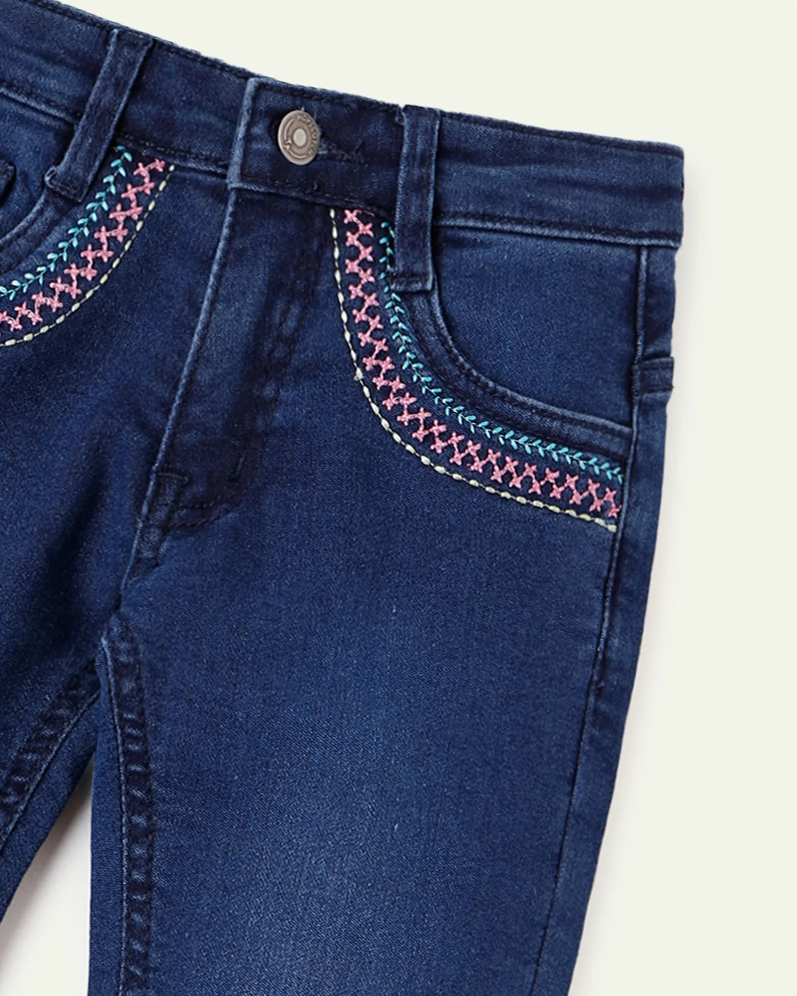 Embroidered Pocket Slim Fit Jeans