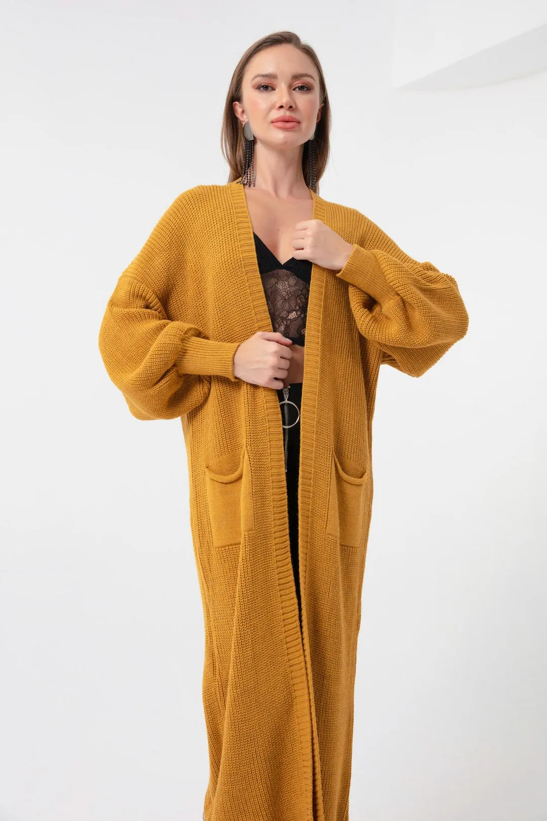 Female Balloon Arm Long Knitwear Cardigan