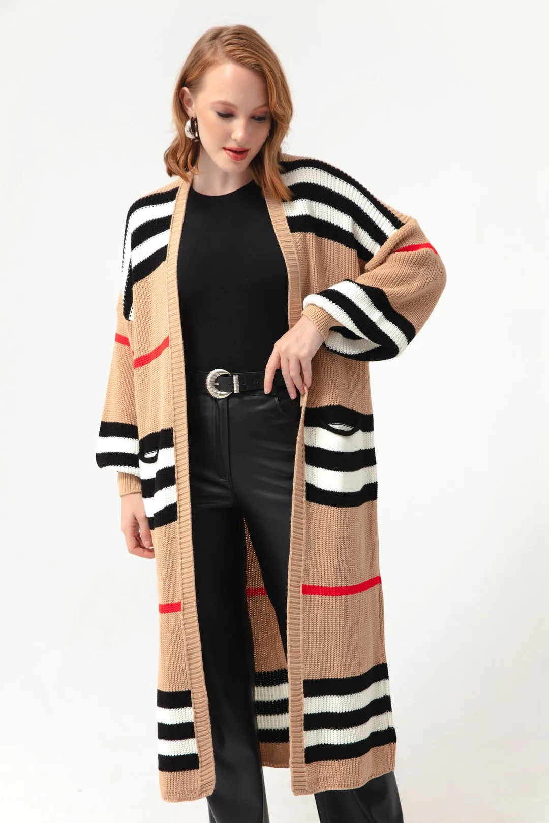 Female Balloon Arm Long Knitwear Cardigan