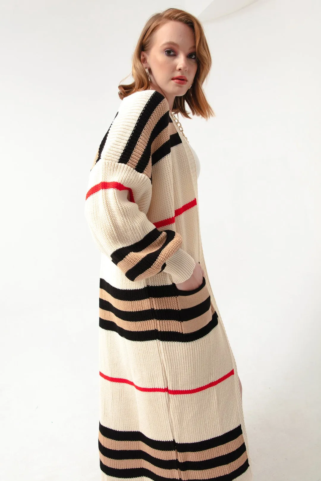 Female Balloon Arm Long Knitwear Cardigan