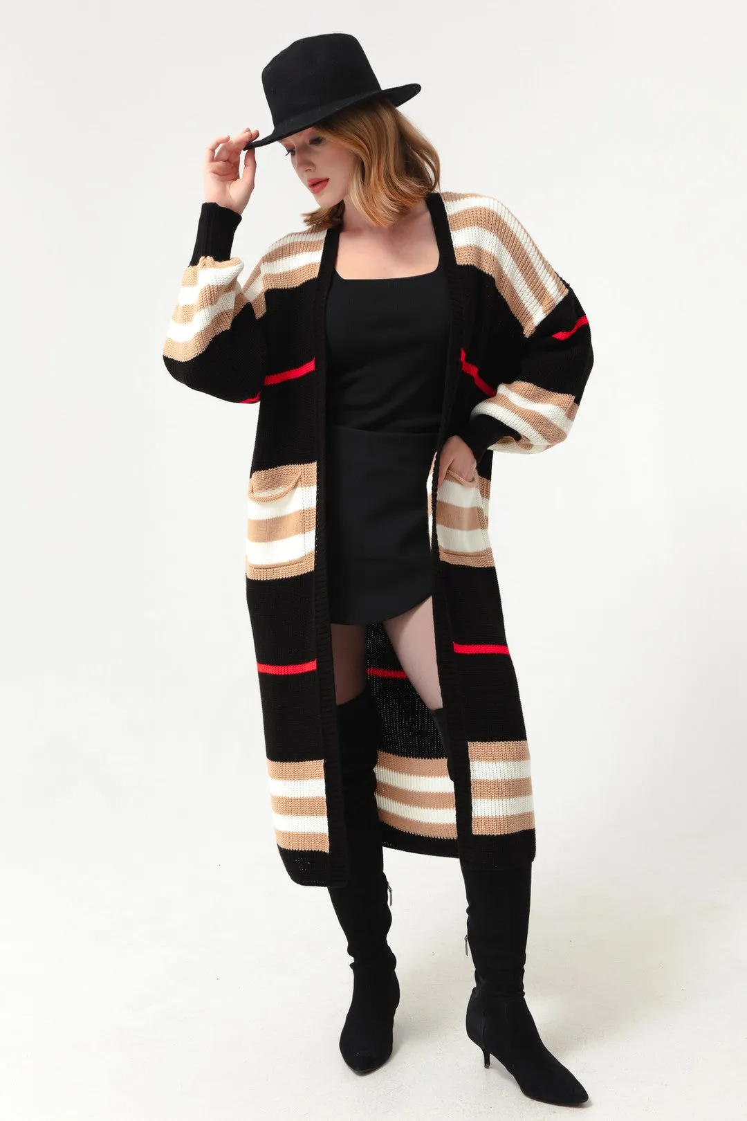 Female Balloon Arm Long Knitwear Cardigan