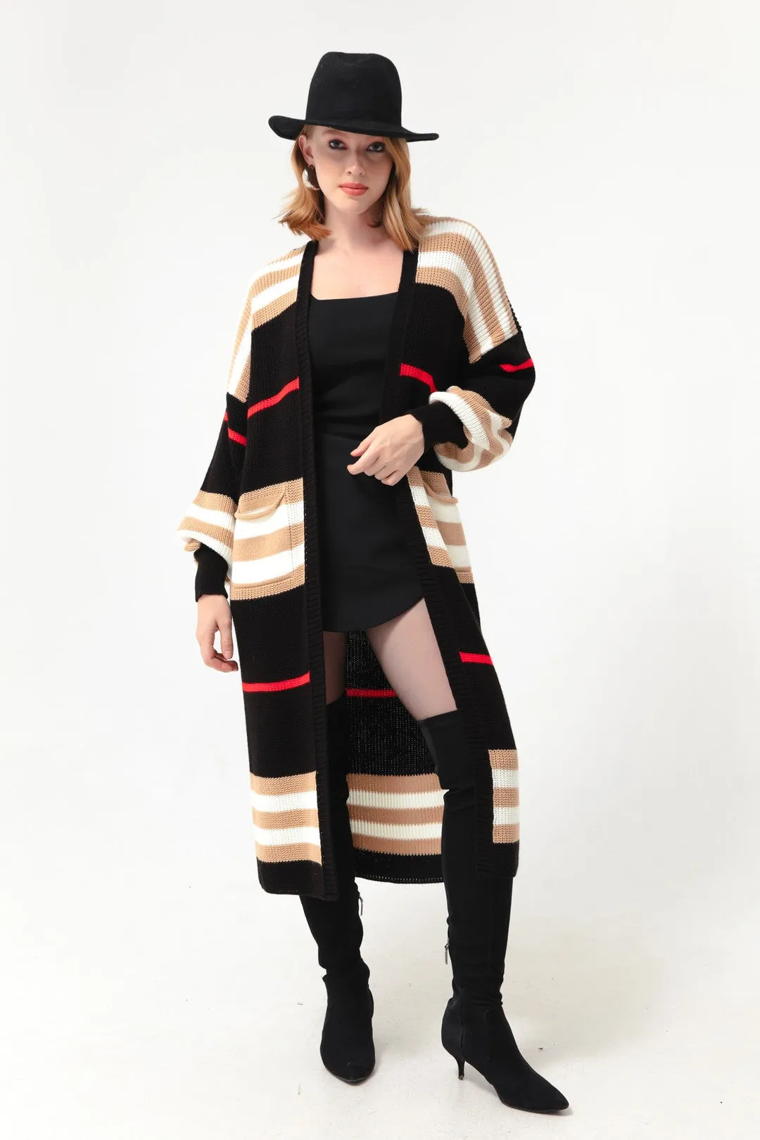 Female Balloon Arm Long Knitwear Cardigan