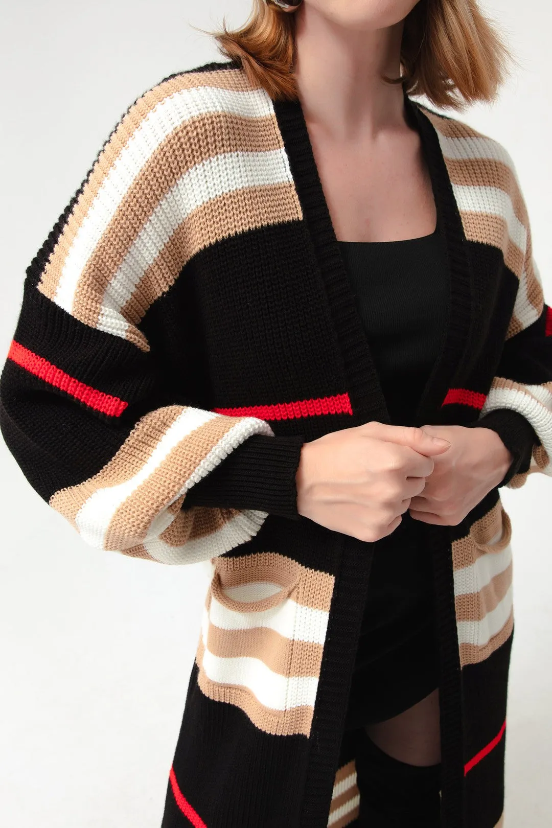 Female Balloon Arm Long Knitwear Cardigan