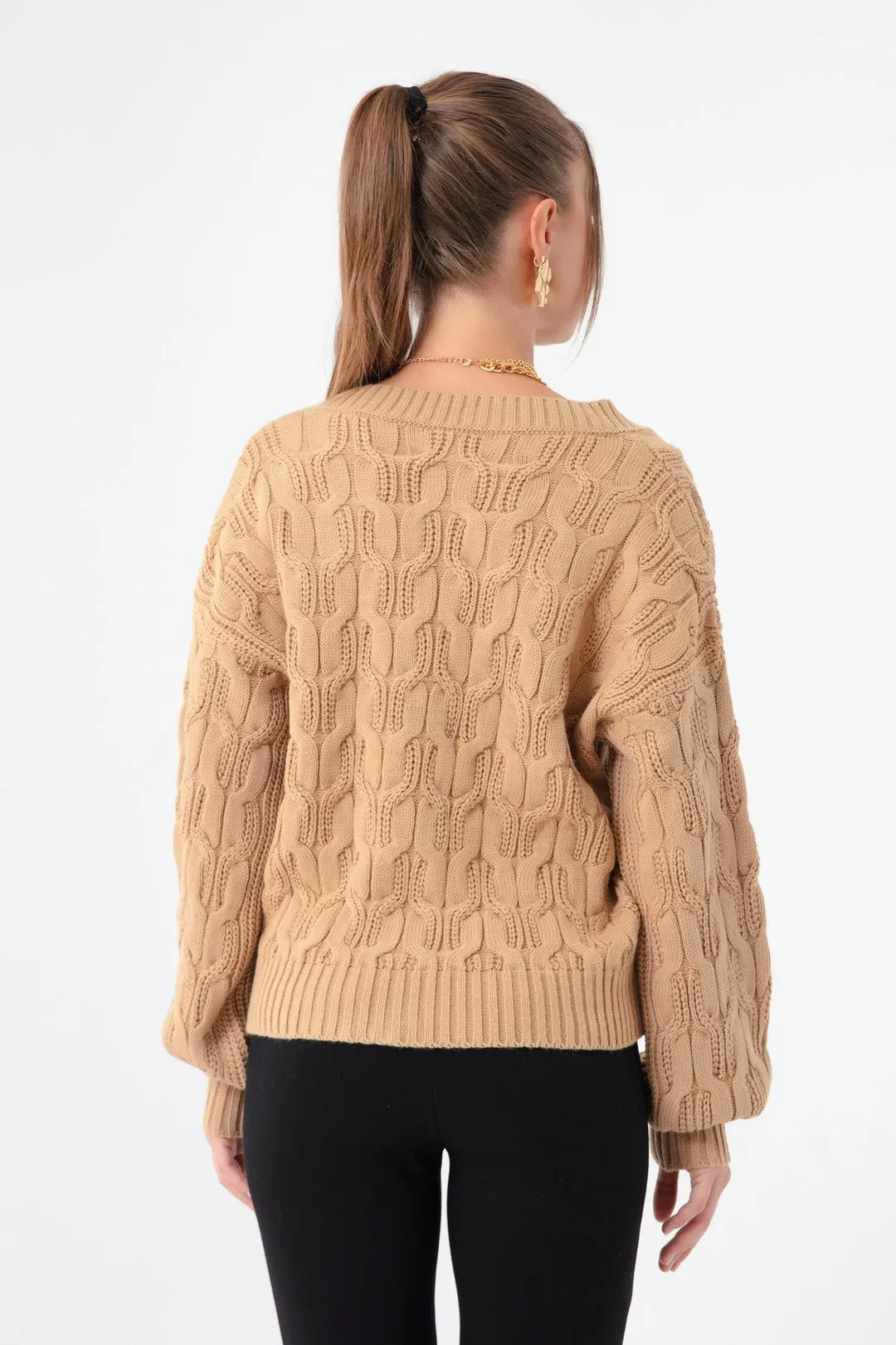 Female Braided Mini Knitwear Cardigan