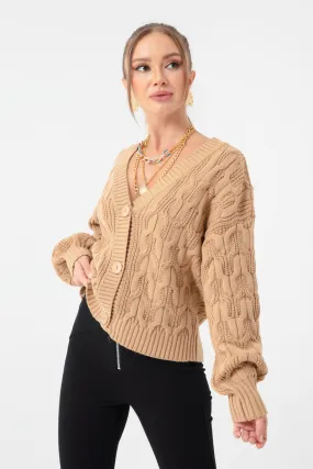 Female Braided Mini Knitwear Cardigan