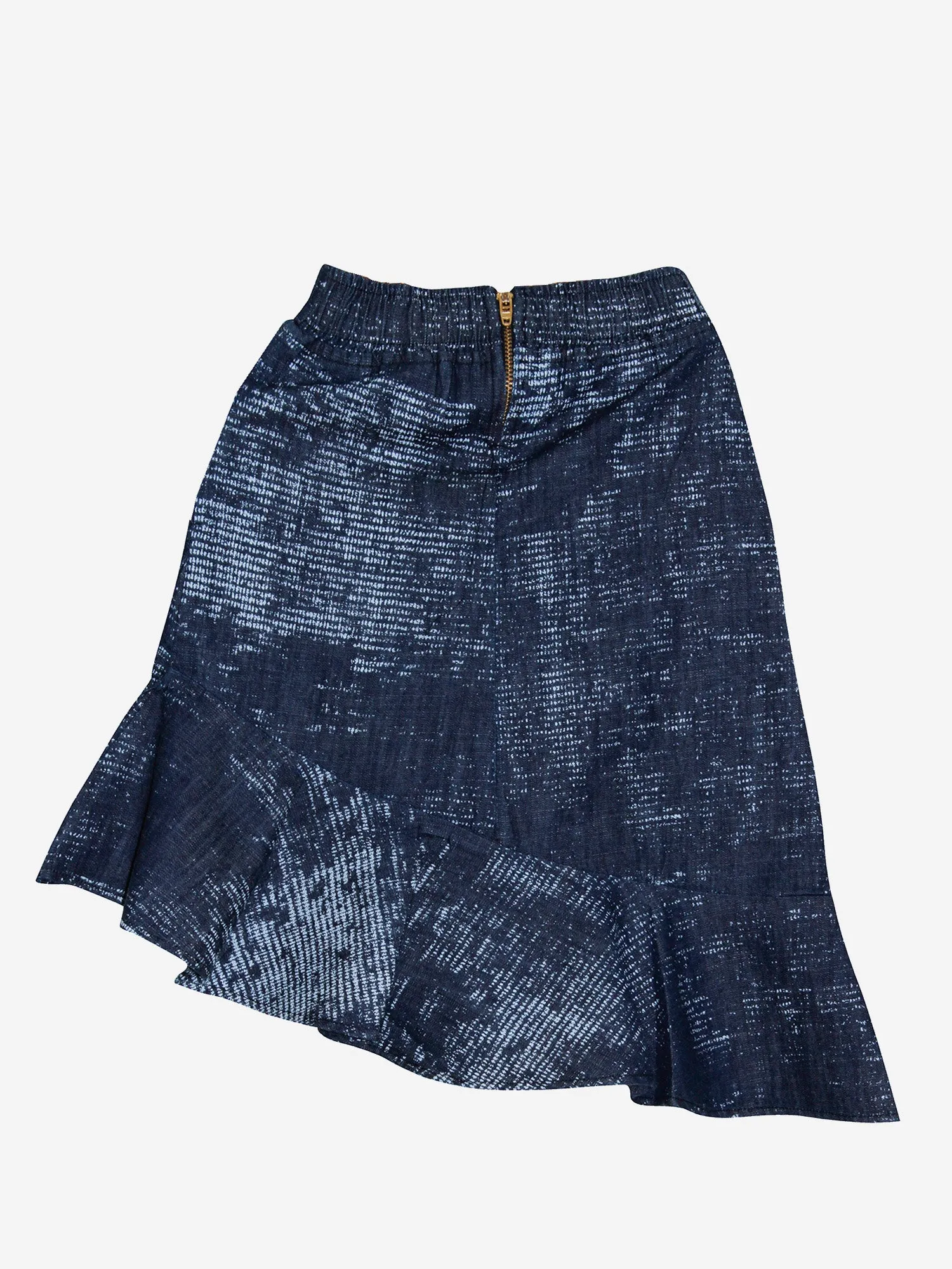 Girls Asymmetrical Ruffle Denim Skirt