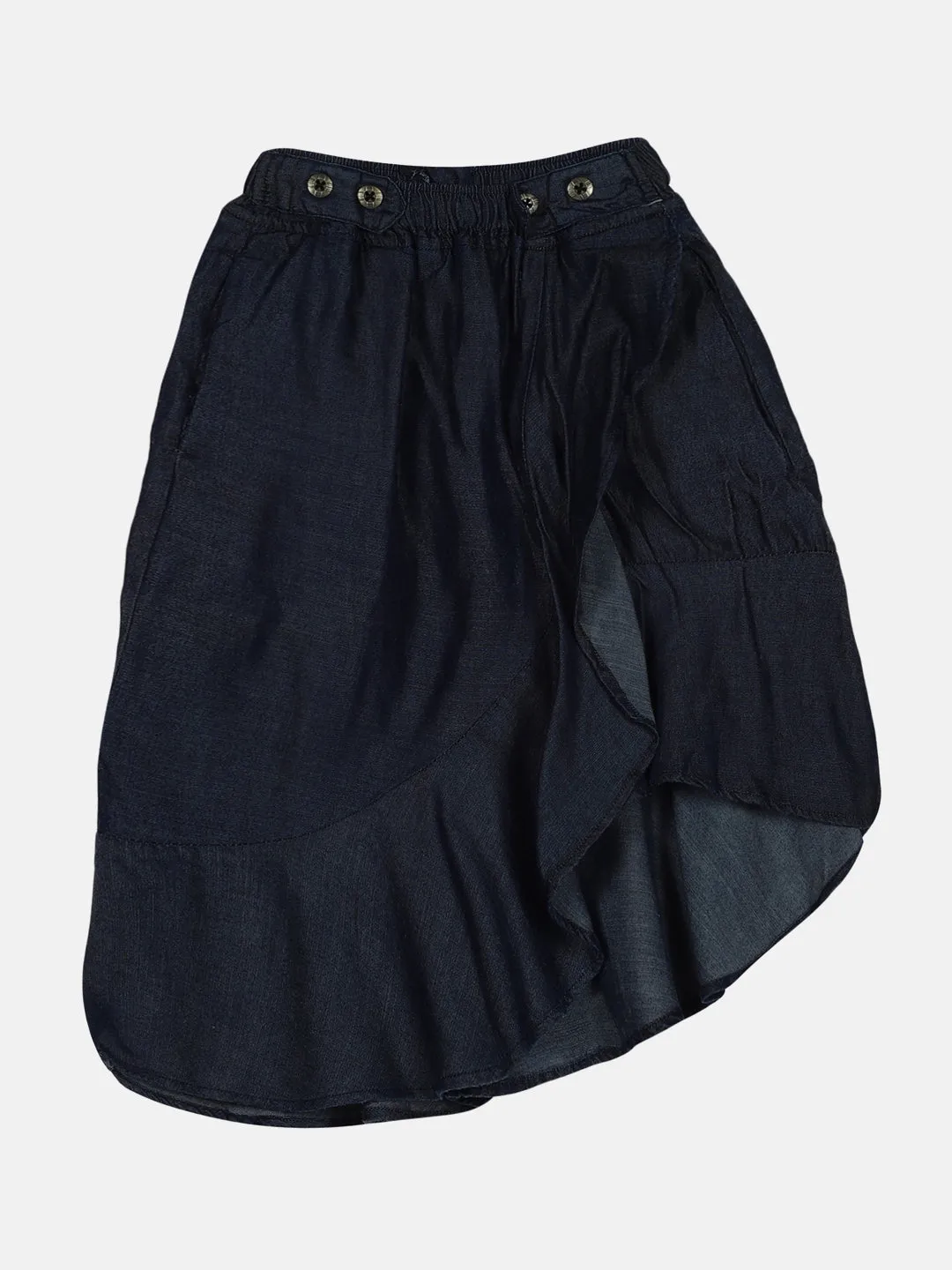 Girls Asymmetrical Ruffle Denim Skirt