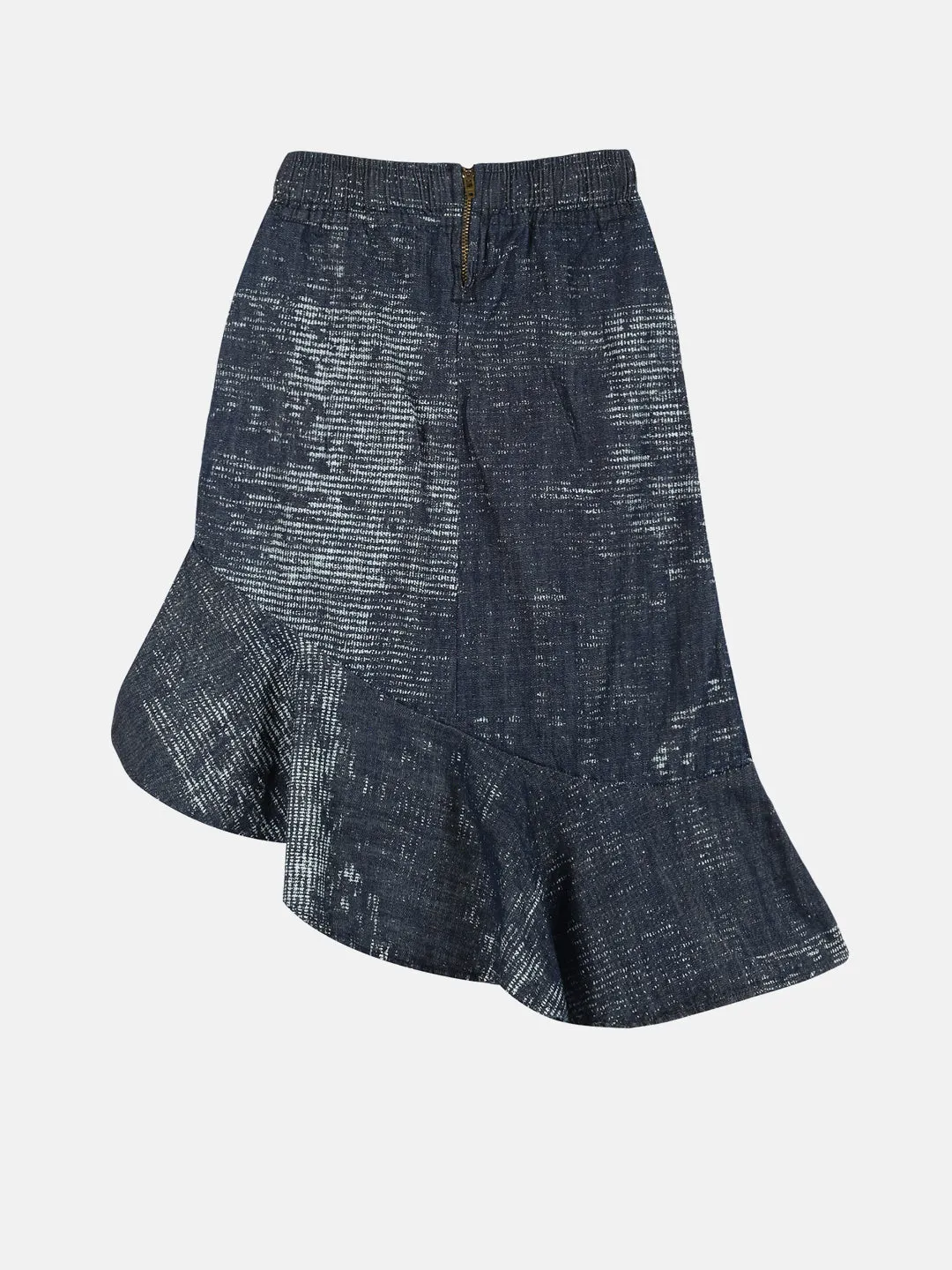 Girls Asymmetrical Ruffle Denim Skirt