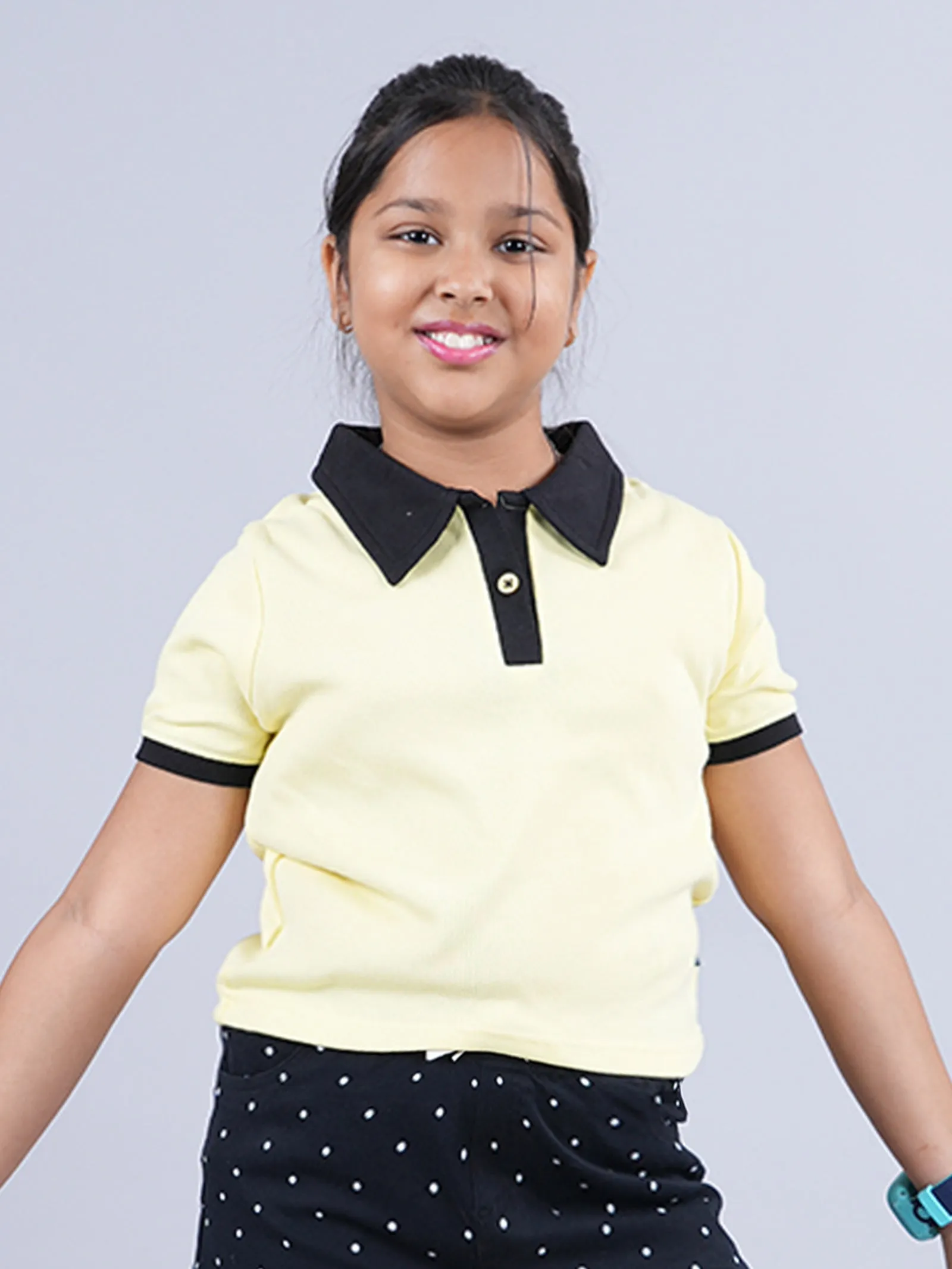 Girls Crop Length Polo Tee