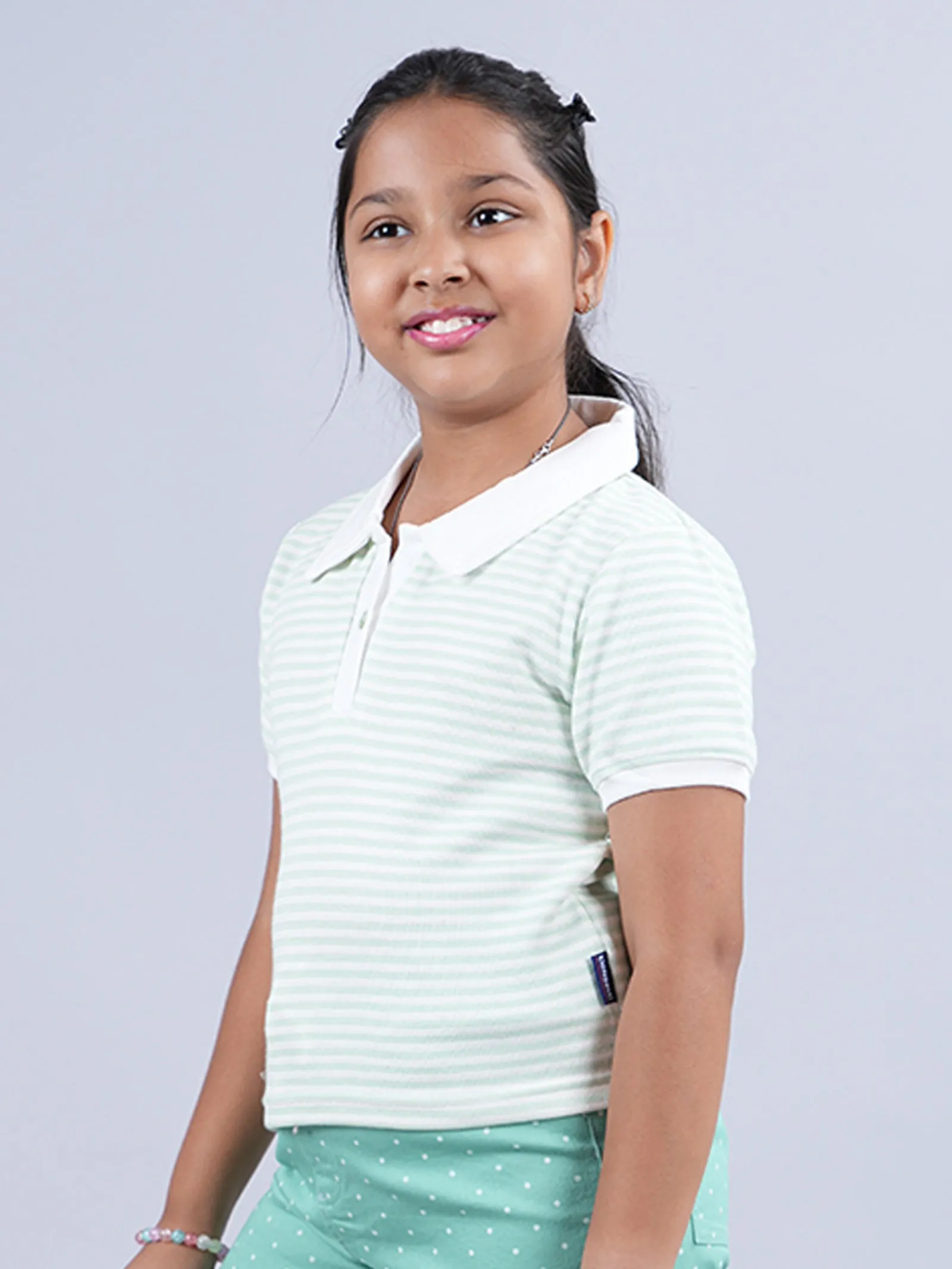 Girls Crop Length Polo Tee