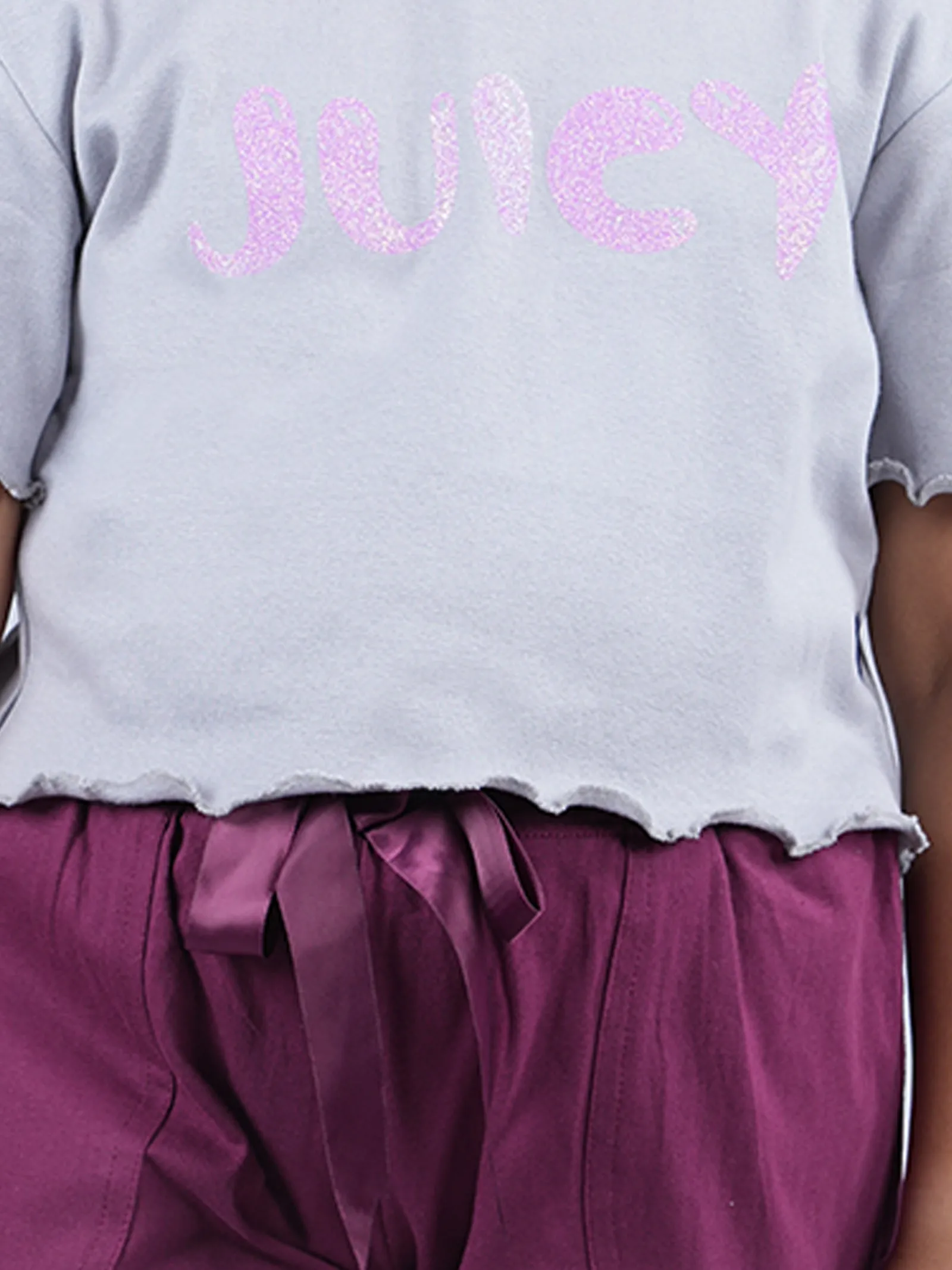 Girls Crop Tee & Over Lap Shorts Set