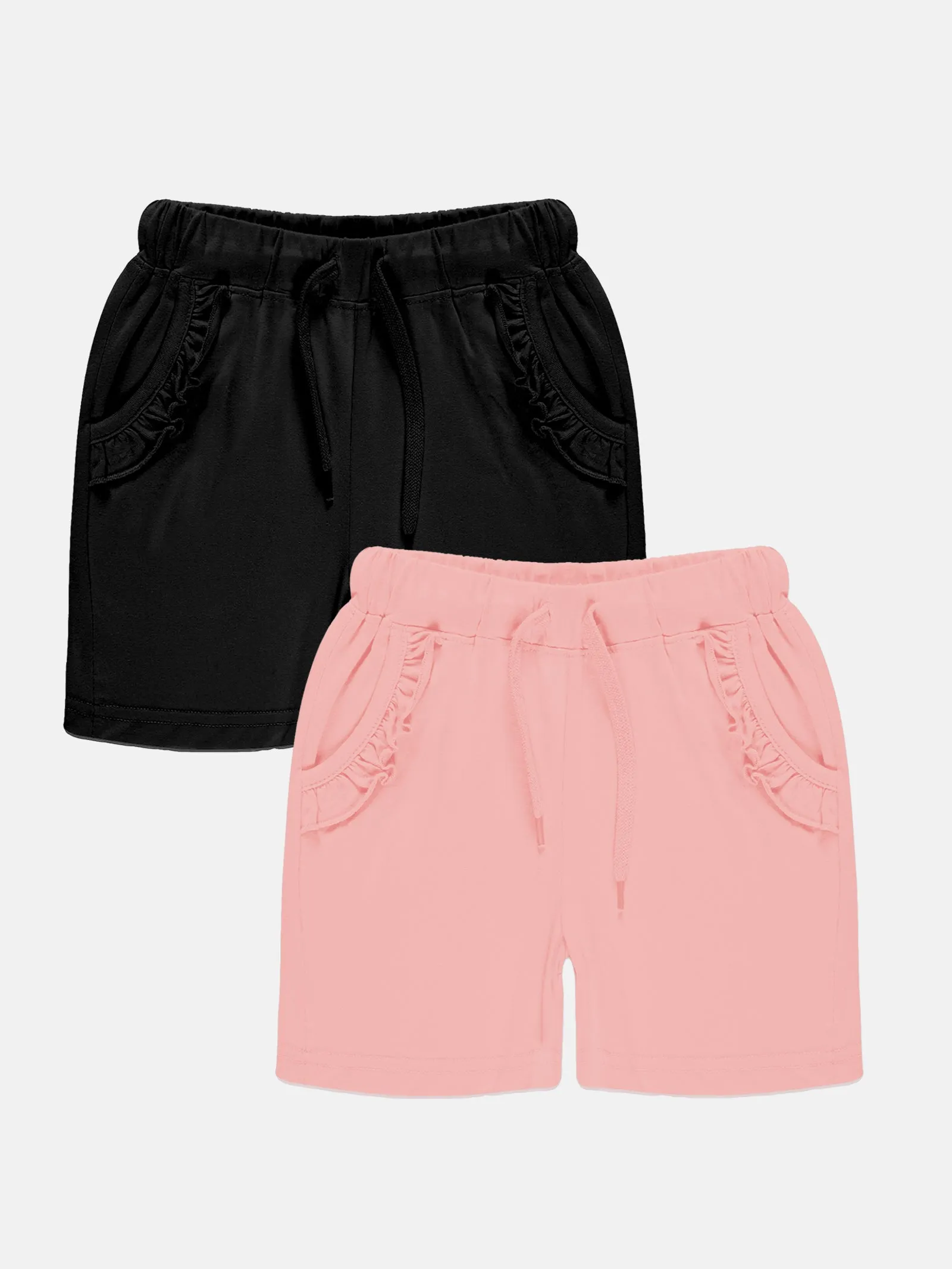 Girls Frill Pocket Hot Shorts Pack Of 2