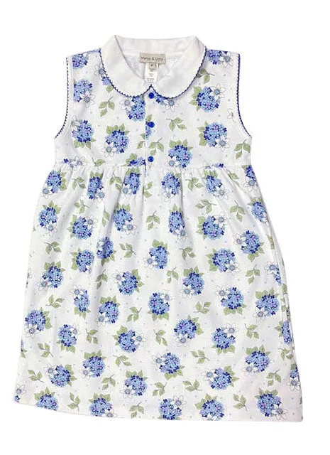 Girl's "Hydrangea" Floral Print Button Dress