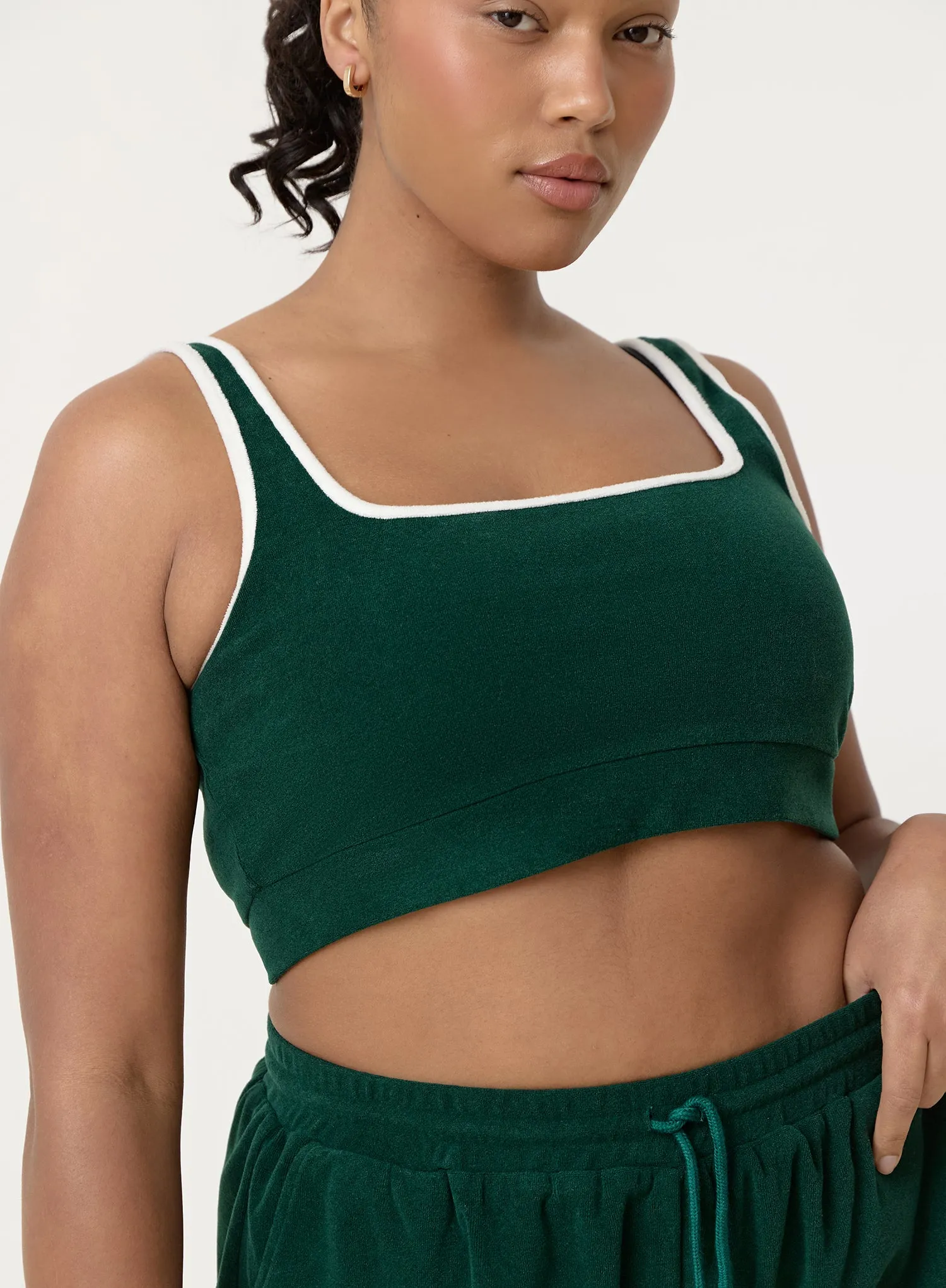 Green Towelling Fourth Resort Club Crop Top- Ella