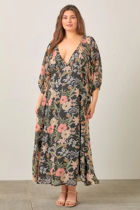 How Does Your Garden Grow Floral Chiffon Maxi Dress