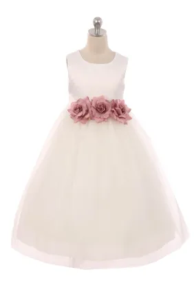 Ivory Satin & Tulle 3 Flower Girls Dress