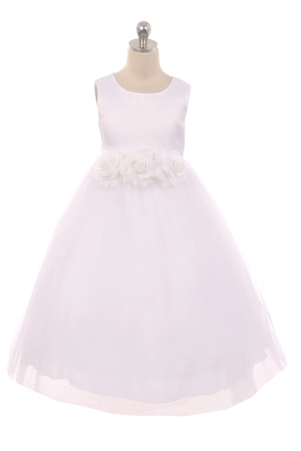 Ivory Satin & Tulle 3 Flower Girls Dress