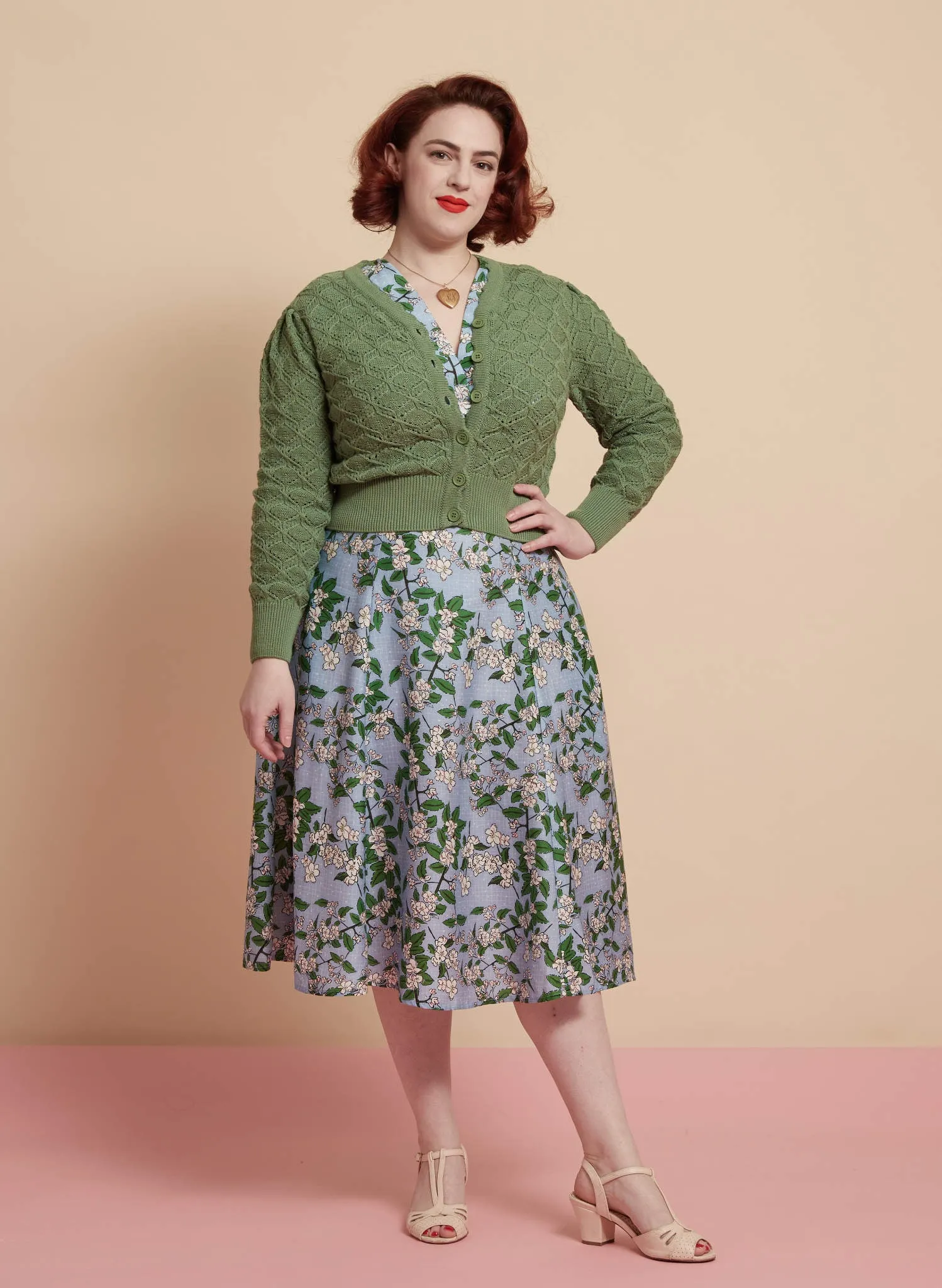 Leah Cardigan - Green Basket Knit