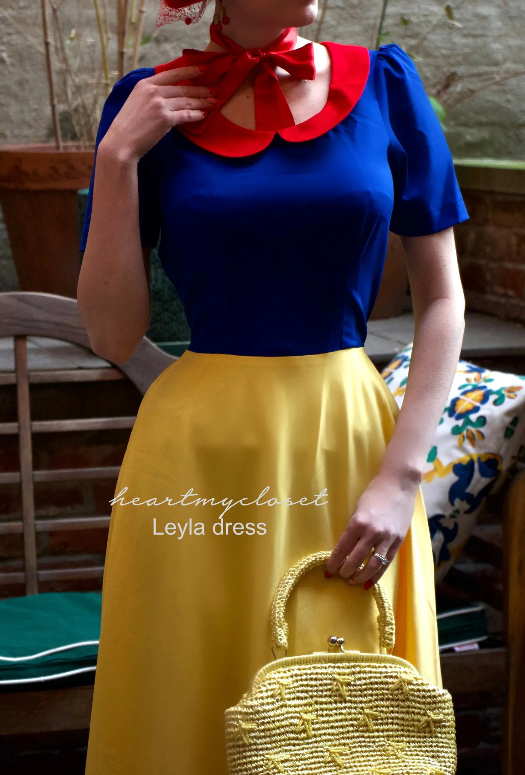 LEYLA- Princess color block dress with puff sleeves