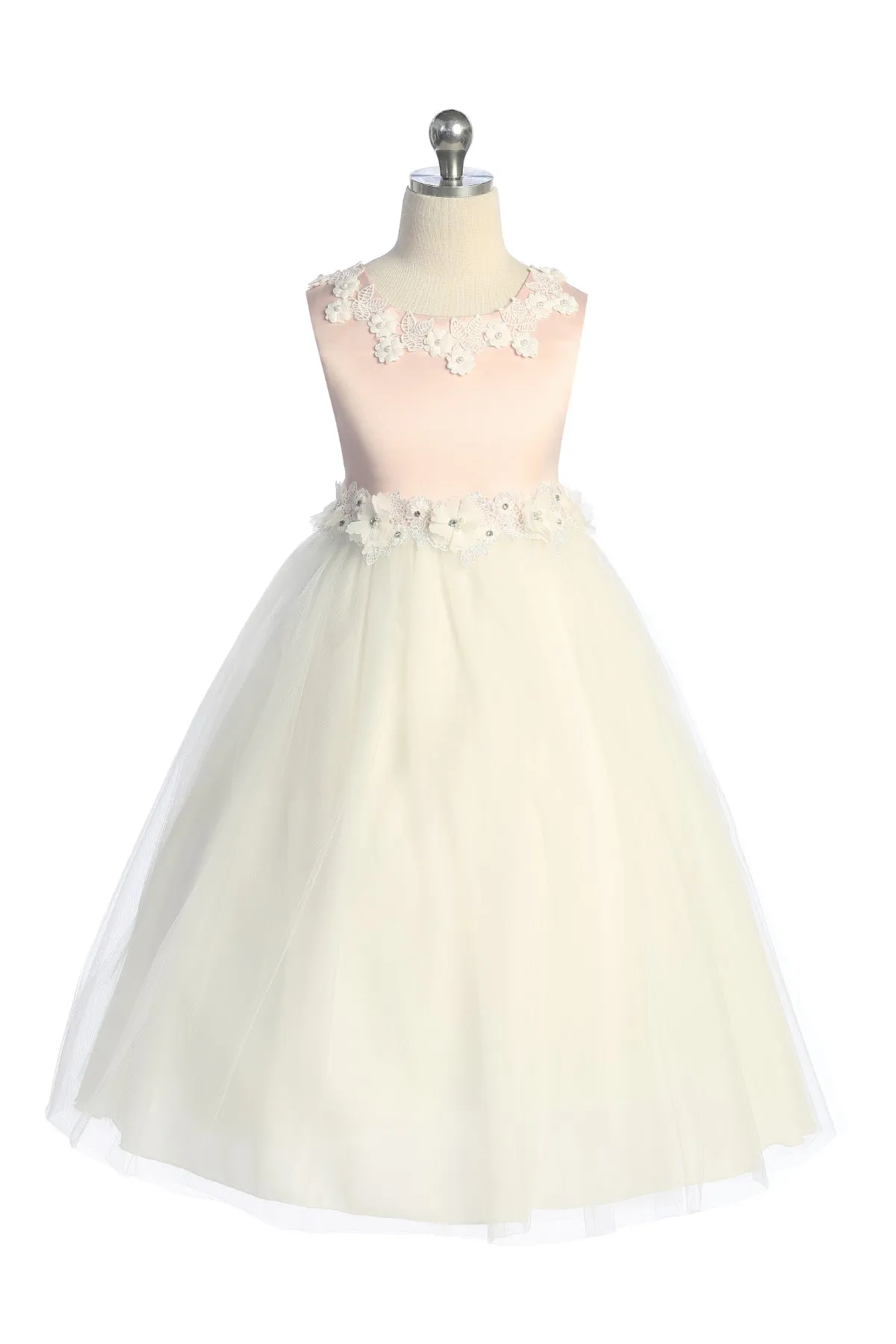 Luxurious Princess Ballgown Baby Dress with Floral Trim