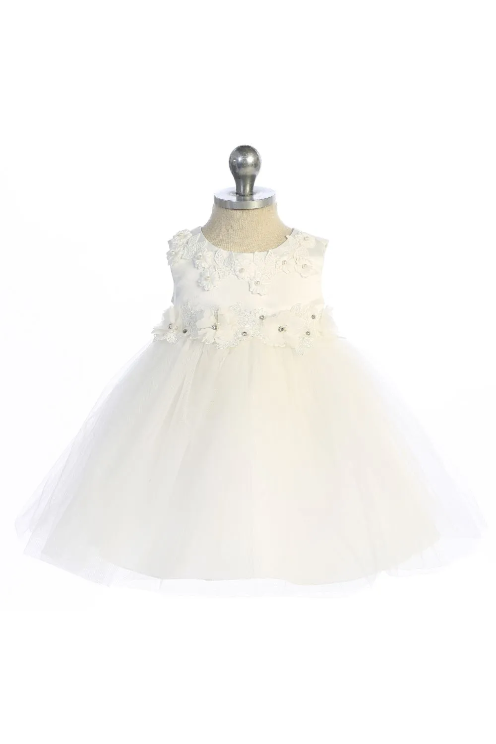 Luxurious Princess Ballgown Baby Dress with Floral Trim