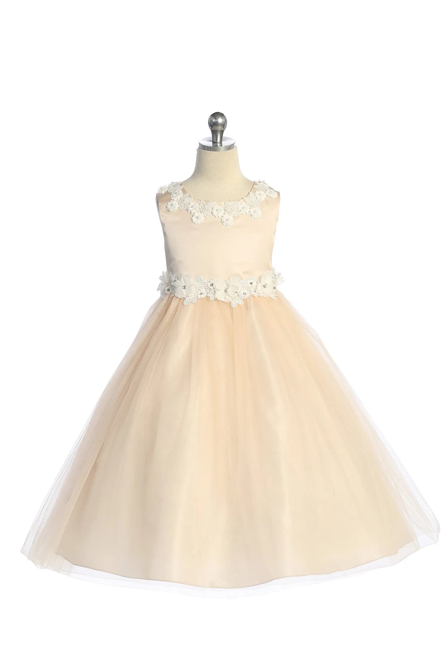 Luxurious Princess Ballgown Baby Dress with Floral Trim