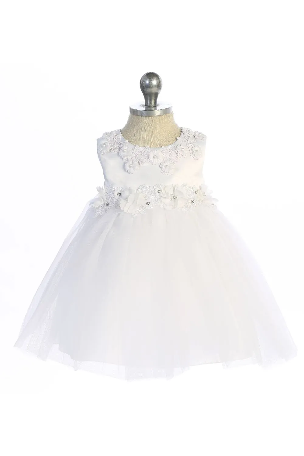 Luxurious Princess Ballgown Baby Dress with Floral Trim