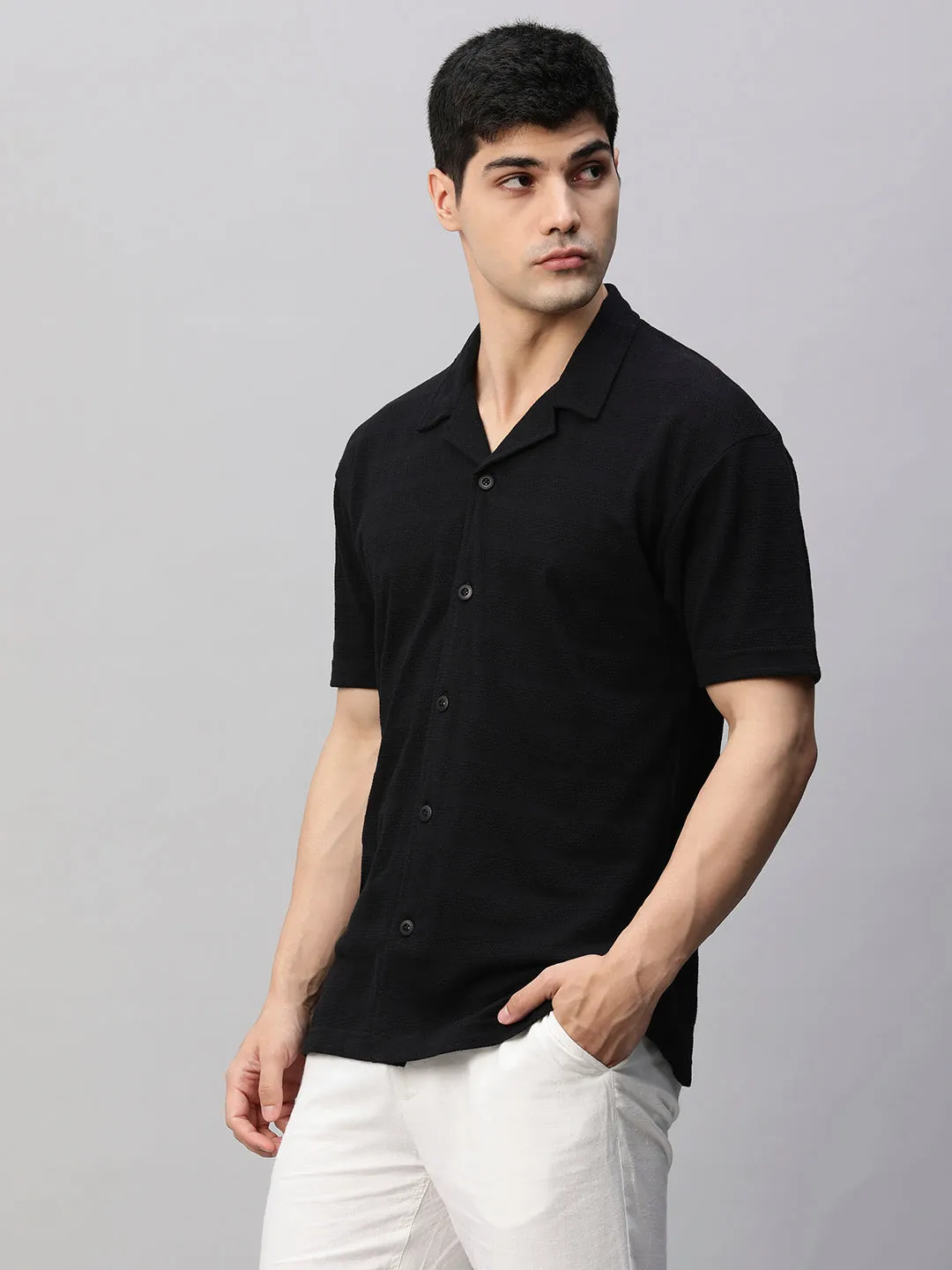 Mens Half Sleeve Resort Shirt - Black