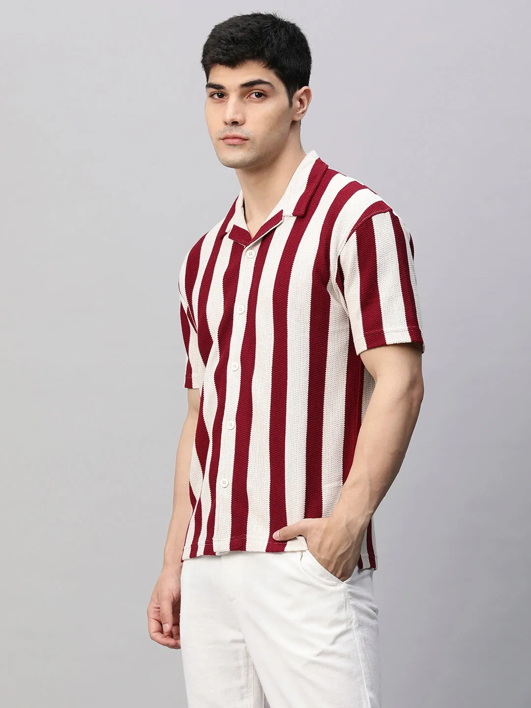 Mens Half Sleeve Resort Shirt - Maroon