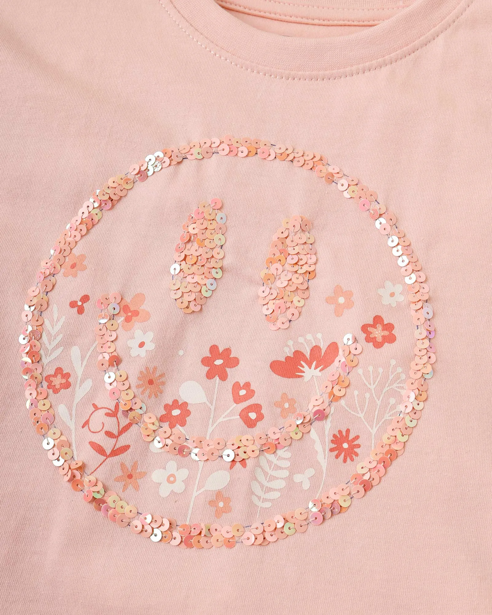 Peach Sequin T-Shirt