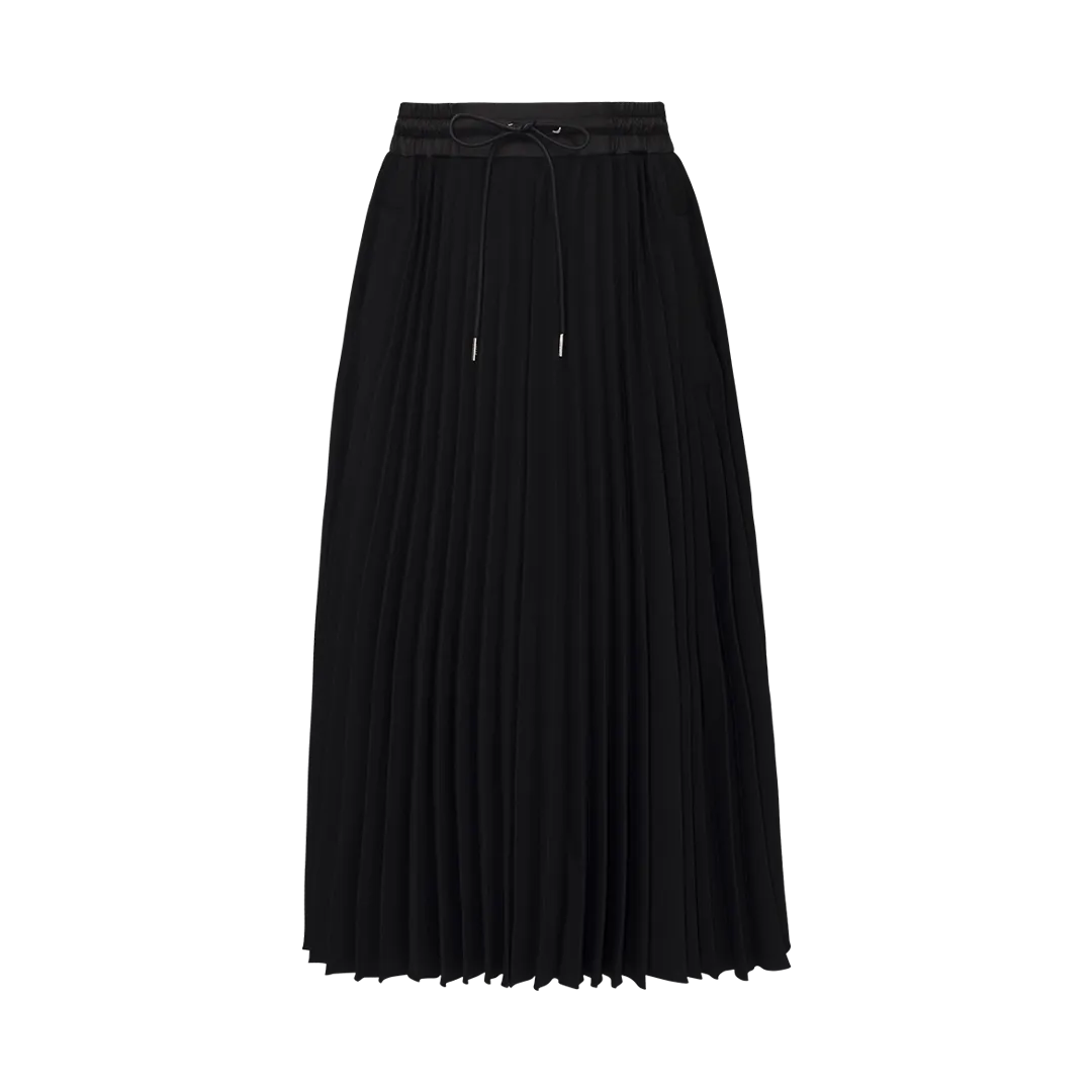 Pleated Drawstrings Midi Skirt