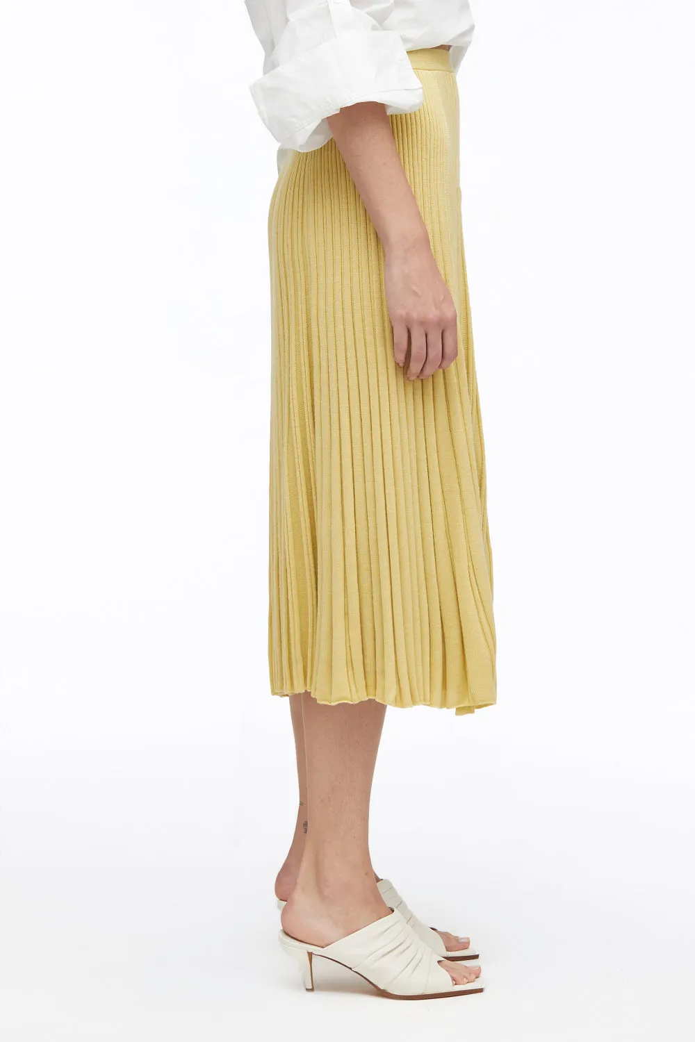 Pleated Wool-Blend Midi Skirt