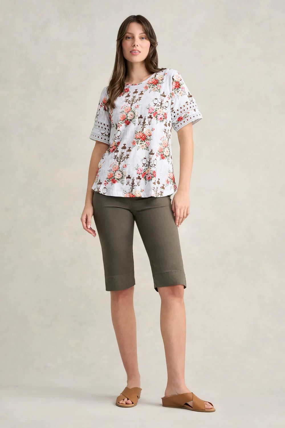 Printed Trim Sleeve T-Shirt