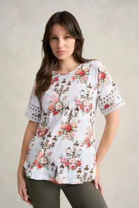 Printed Trim Sleeve T-Shirt