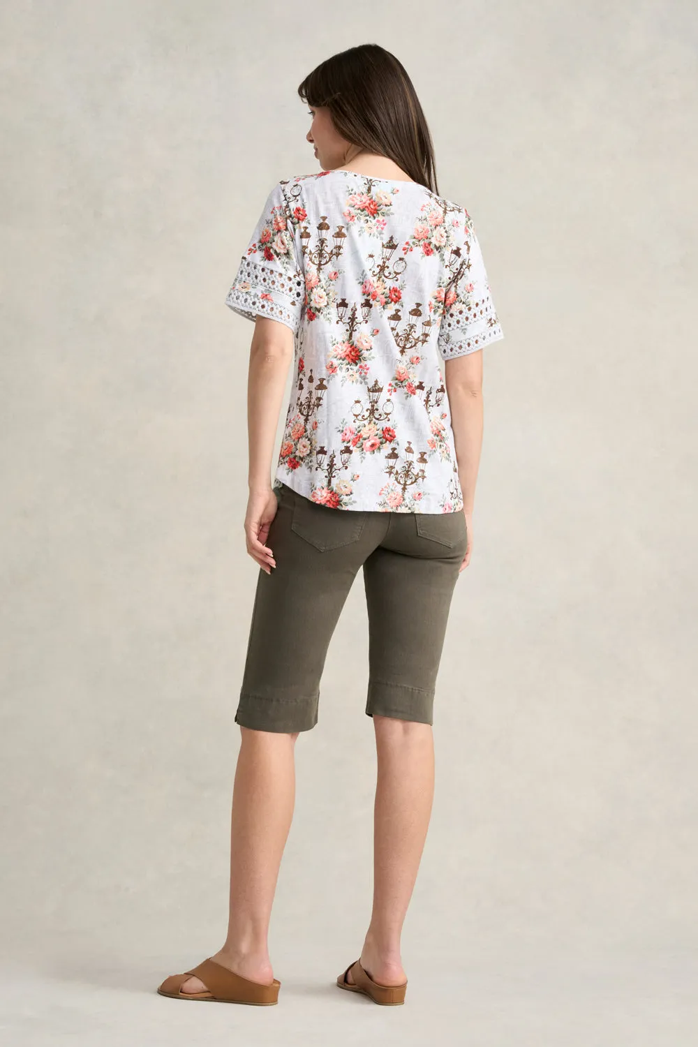 Printed Trim Sleeve T-Shirt