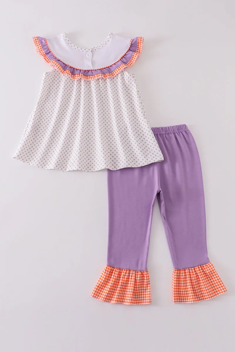 Purple witch embroidery girl set