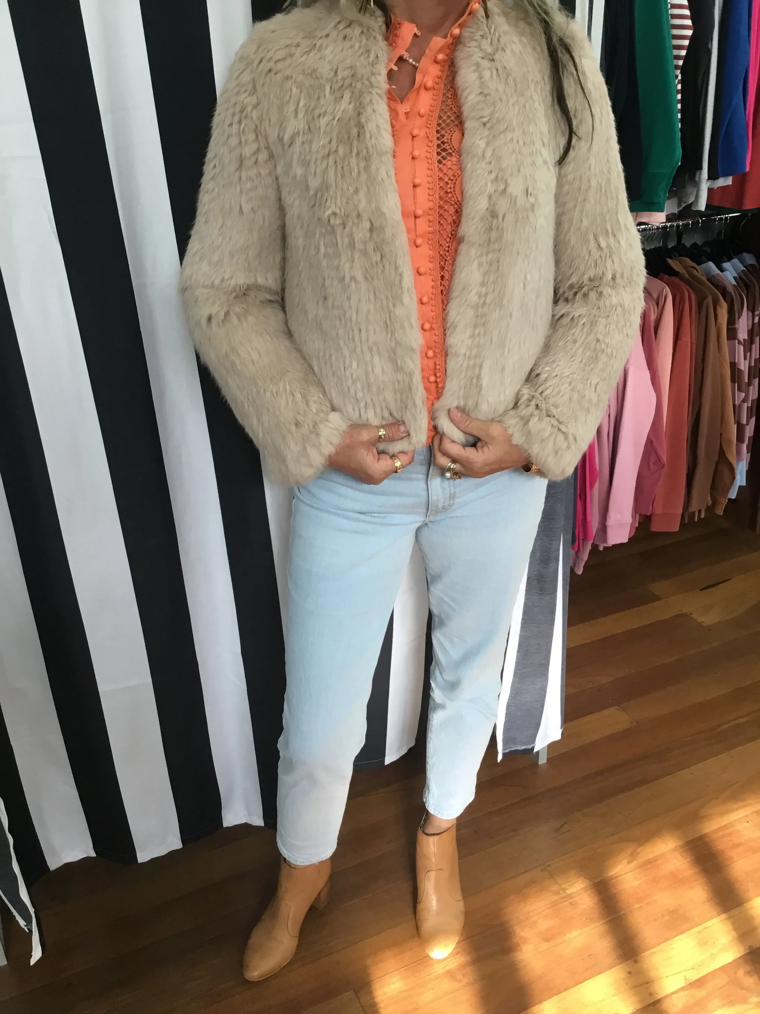 Rabbit Fur  Cropped Jacket