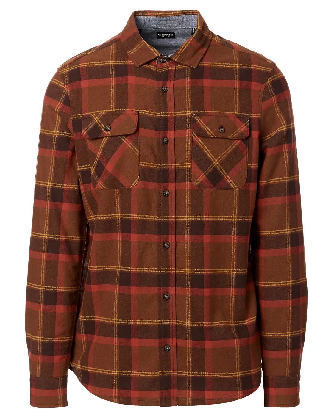 Sawood Plaid Flannel Shirt in Burnt Orange - BM23665