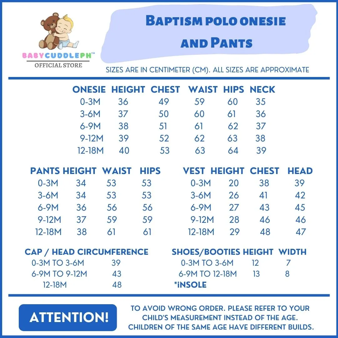 Six (6) Pieces Baptism Polo Onesie and Pants (Blue)