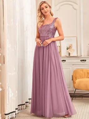 Sleeveless Sequin /Tulle Gown Size 10 Style 80090