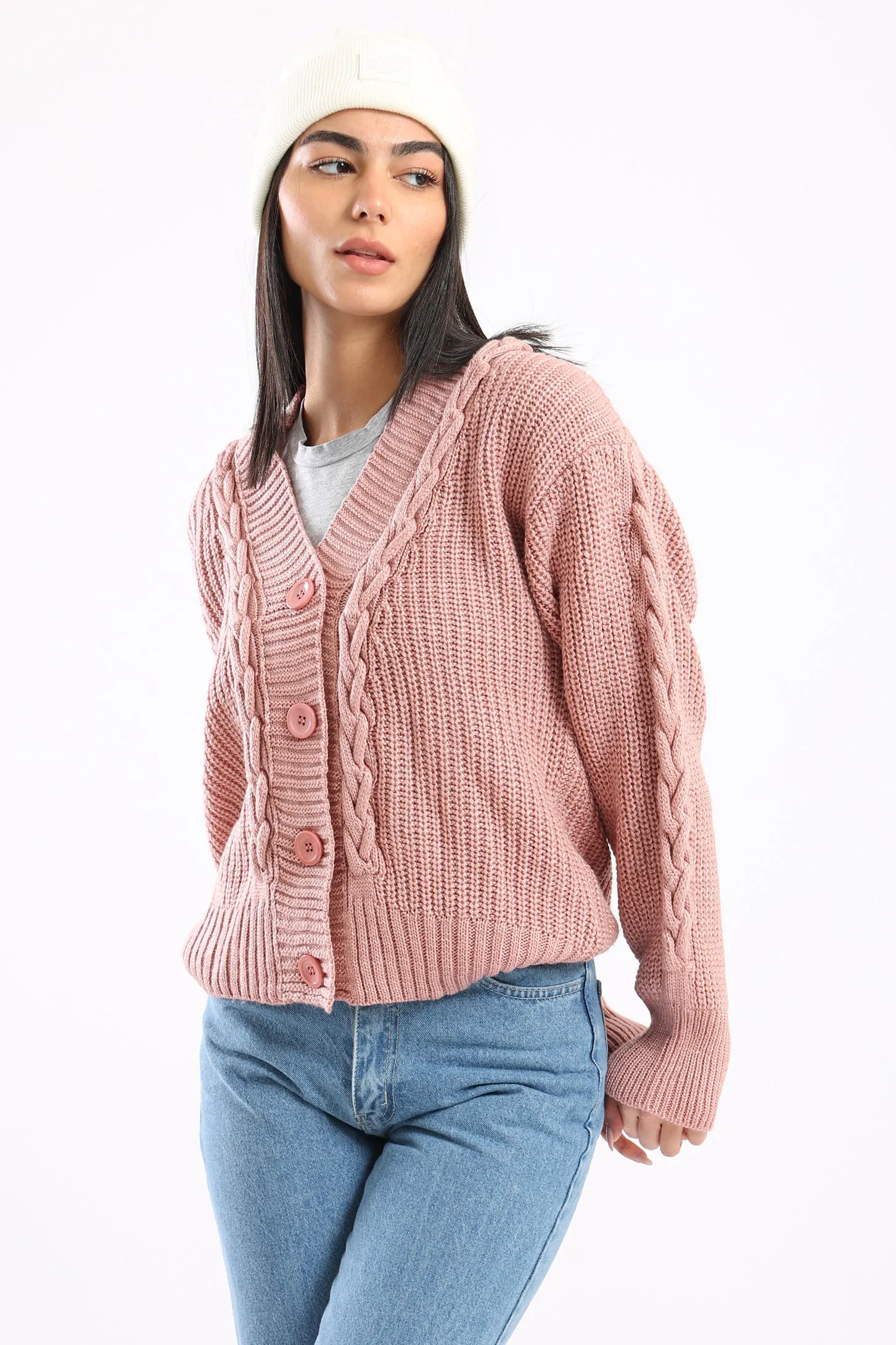 SNUGGLE KNIT CARDIGAN - BLUSH