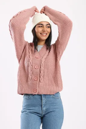 SNUGGLE KNIT CARDIGAN - BLUSH