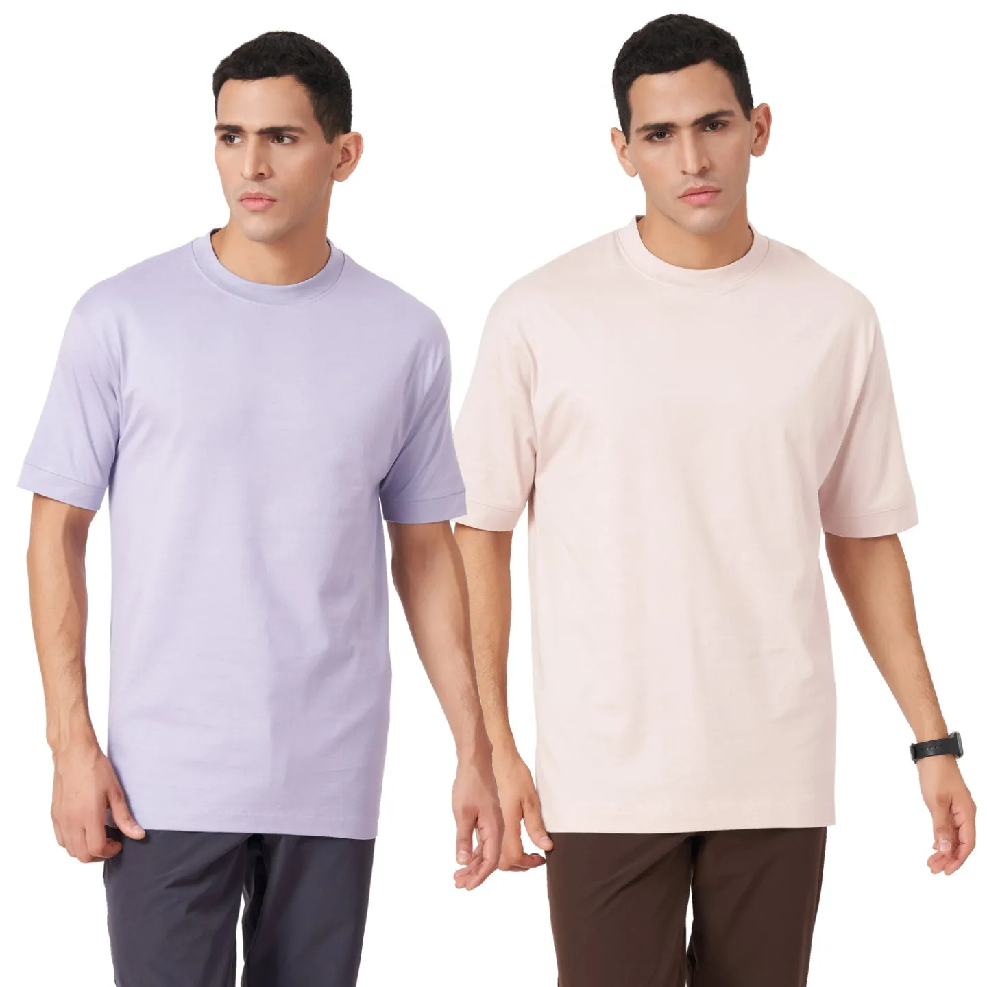 Solid Round Neck Oversized T-shirt Combo